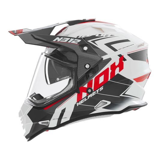 Casque NOX N312 noir blanc et rouge mat