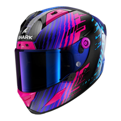 Casque shark aeron edgy noir rose bleu brillant