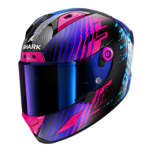 Casque shark aeron edgy noir rose bleu brillant