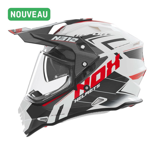 Casque NOX N312 noir blanc et rouge mat